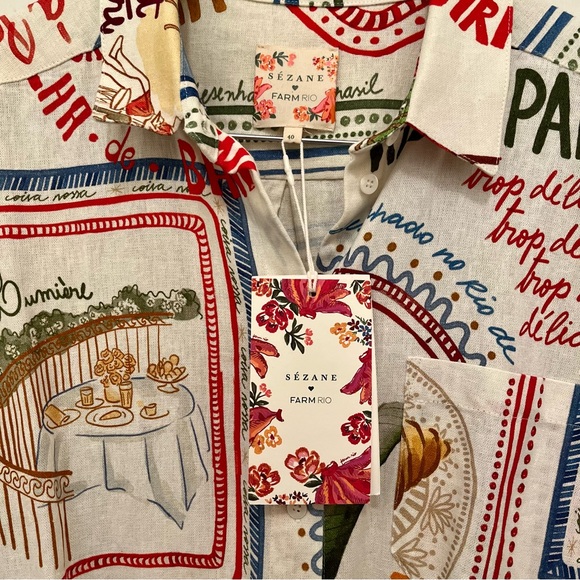 (RARE) NWT Sézane Max Shirt - Sézane X Fam Rio - Paris Ama Rio - Picture 3 of 11